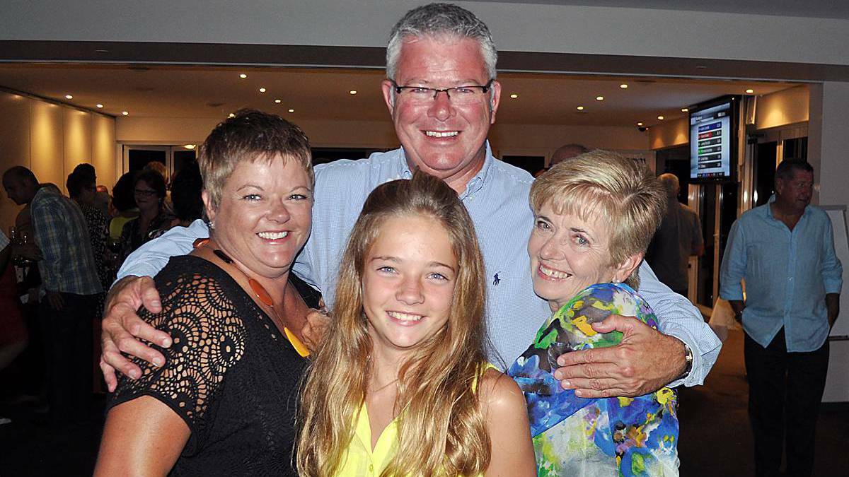 Vasse MLA Troy Buswell with his mother Margaret, niece Ella and sister Kellie in 2013 after he was elected back in to office.