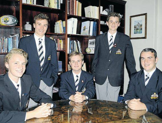 St Stanislaus’ College students Nathan Germech, Jerome Arrow, Oliver O’Toole, Dominic McCrossin and Tom Parker are members of the school’s St Vincent de Paul Society. Photo: CHRIS SEABROOK