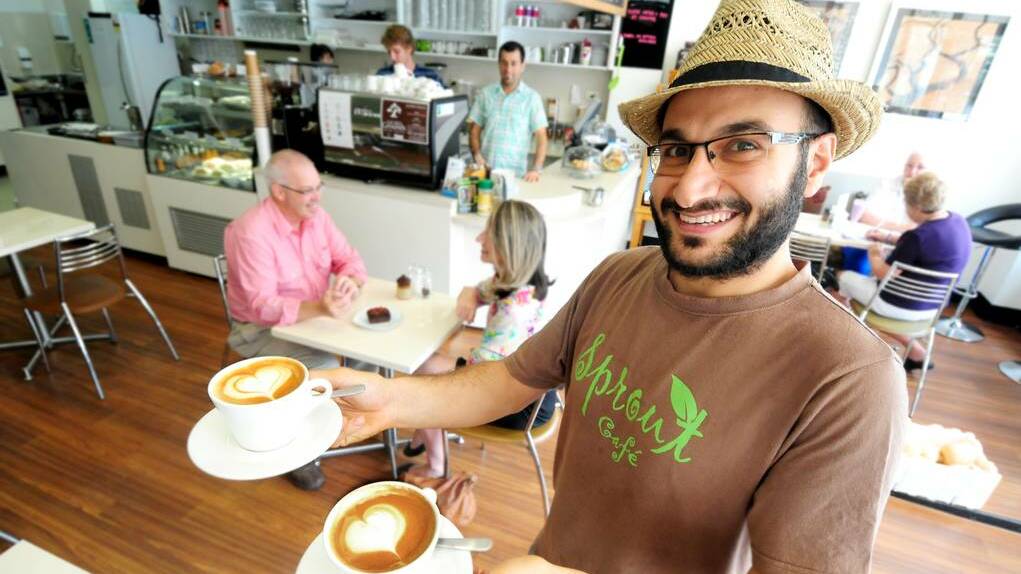 DUBBO: Sprout Wholefoods Cafe owner Wassim Hayfa says today is the day for anyone who has love in the their hearts, for everything around them. Photo LOUISE DONGES