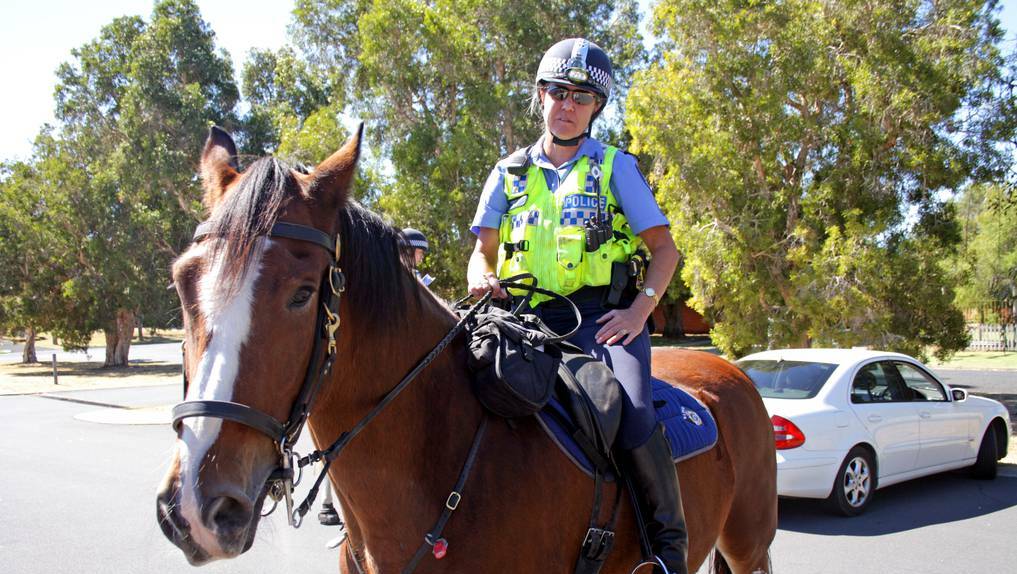 Sergeant Vicki Bordin and police horse Sydney in Bunbury this week. Picture: Bunbury Mail