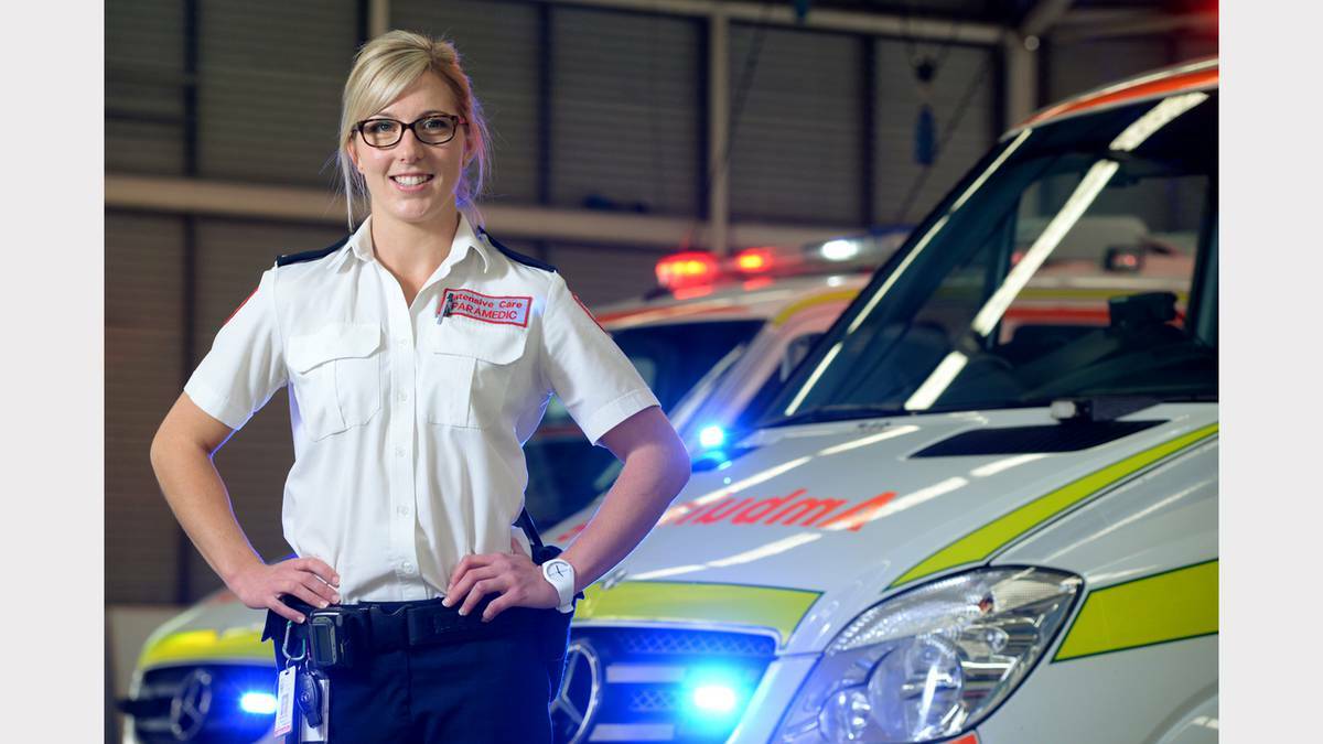 Ambulance Tasmania Paramedic Danielle Taylor has recently completed studies and now is a Intensive Care Paramedic based in Launceston. Photo by Mark Jesser/The Examiner