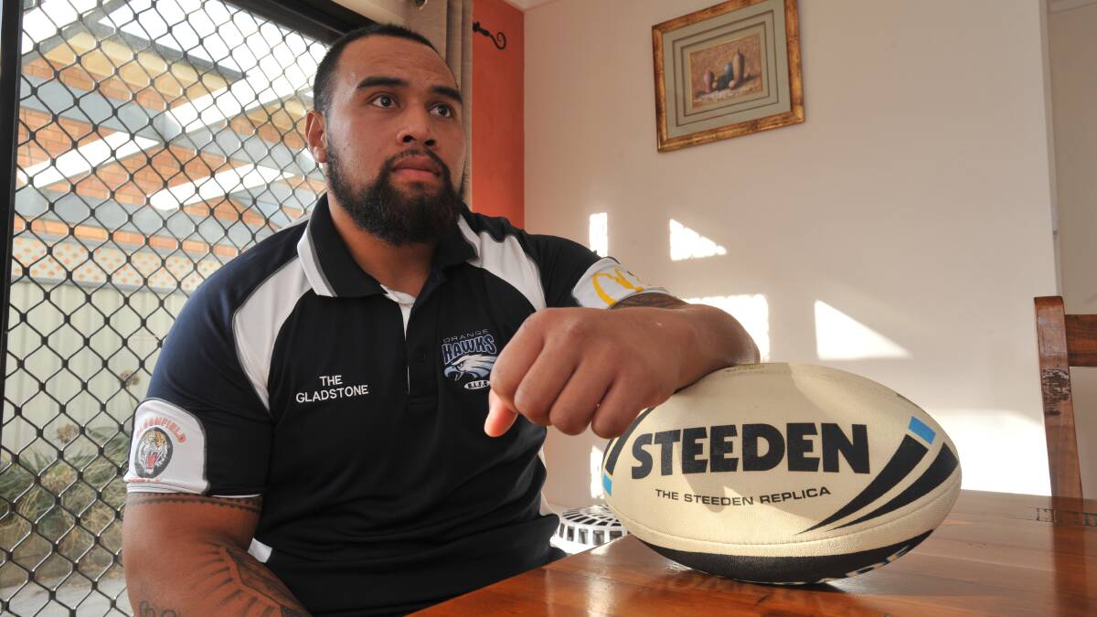 UP FRONT: Hawks prop Sam Sotogi is keen to help the club to its first win when the two blues take on Lithgow this weekend at Wade Park. Photo: JUDE KEOGH 0527jkhawks3