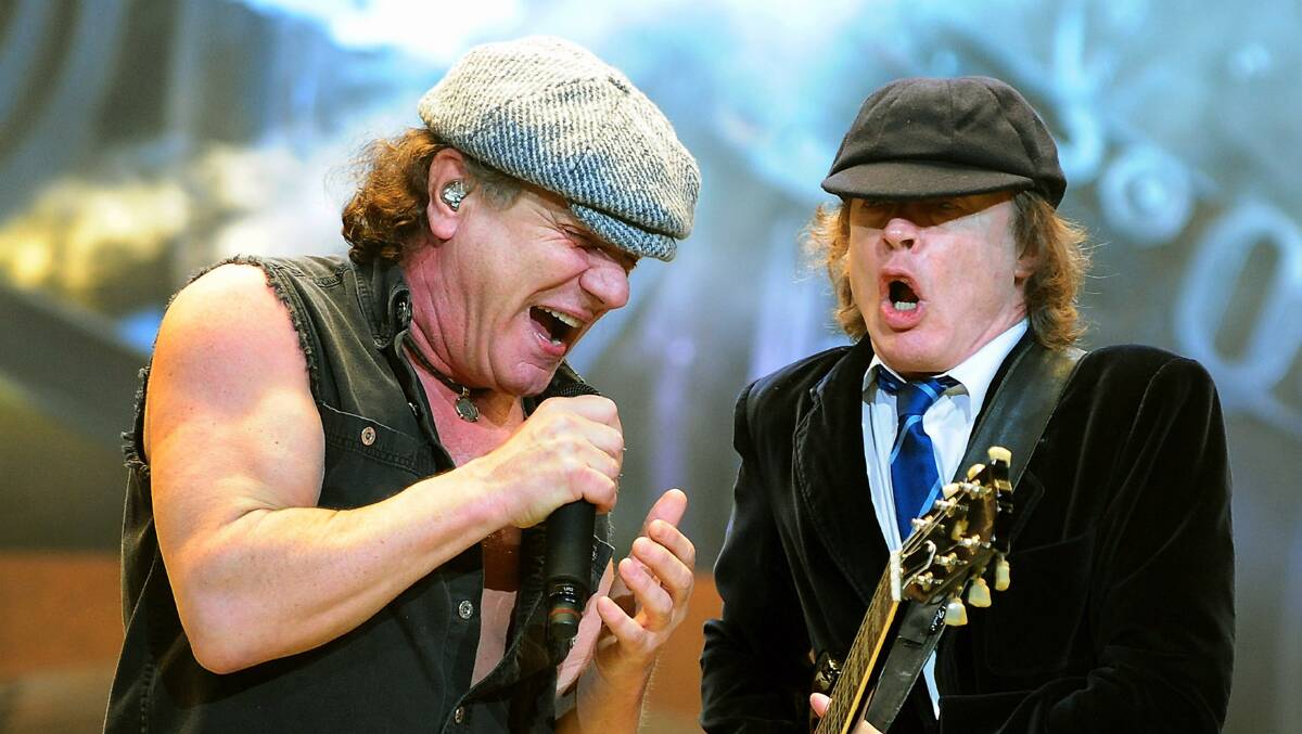 rockin' on: AC/DC's Brian Johnson, left, and Angus Young.