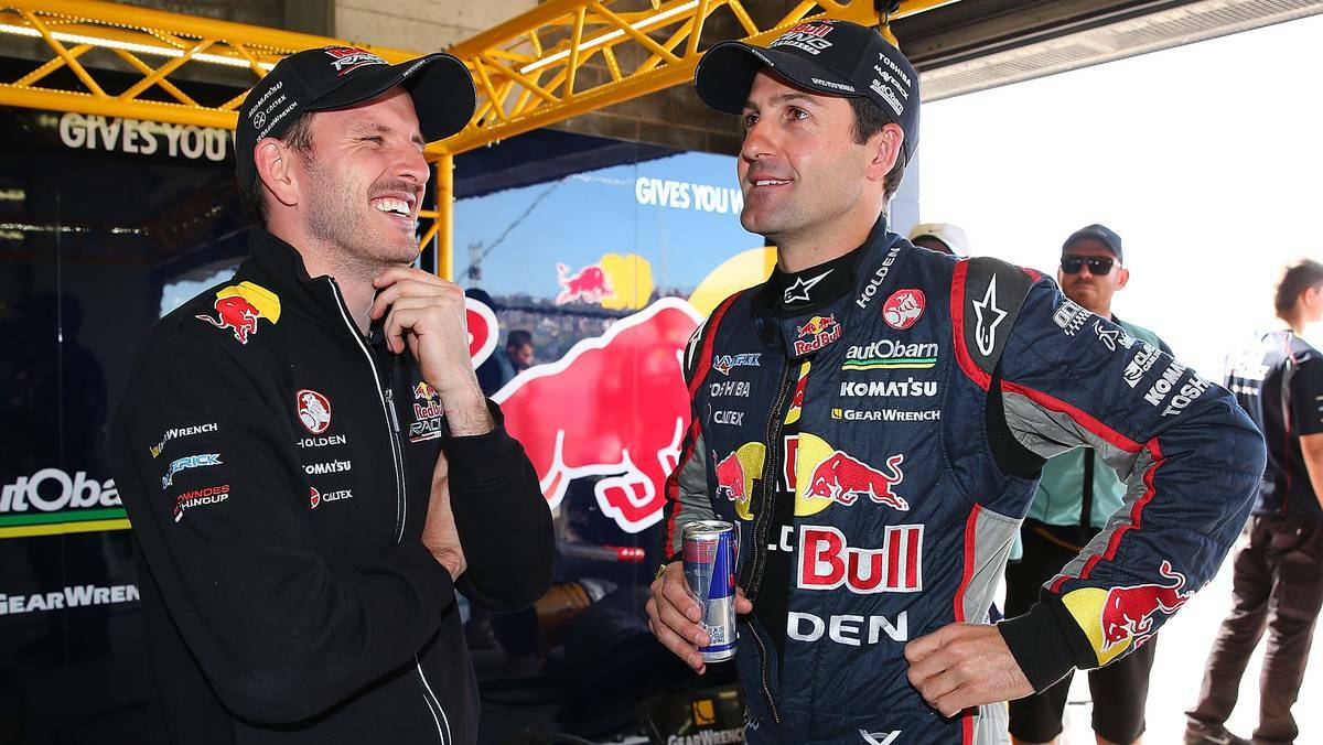 POLE POSITION: Shane van Gisbergen and Jonathon Webb drivers of the #97 TEKNO VIP Petfoods Holden celebrate after getting pole position during the Top 10 Shootout for the Bathurst 1000. Photo: Daniel Kalisz / Getty Images