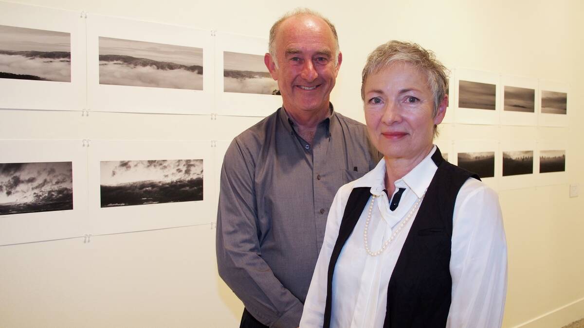 OUT AND ABOUT: Andrew Simpson and artist Nathalie Hartog-Gautier at the launch of The Earthlines exhibition and the two other exhibitions, ACO VIRTUAL and Ghosts at the Bathurst Regional Art Gallery. 