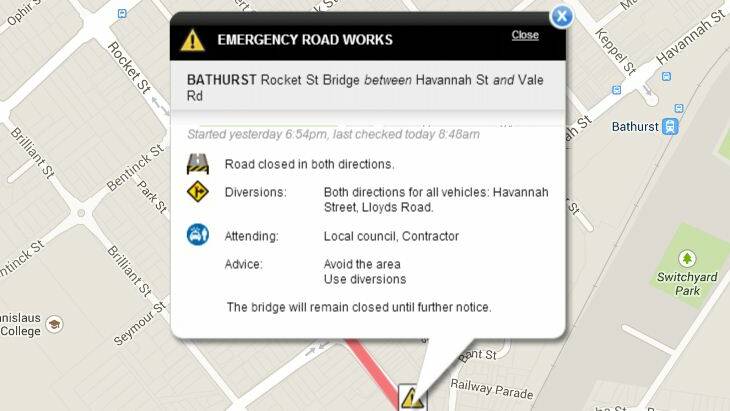BathurstAM: Rocket Street bridge closed