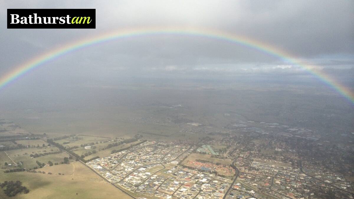 Here is something to make you smile - a rainbow above the clouds. David Carroll from Central West Flying took this photo while flying above Kelso recently. If you have a photo you would like to share email it to acoomans@fairfaxmedia.com.au