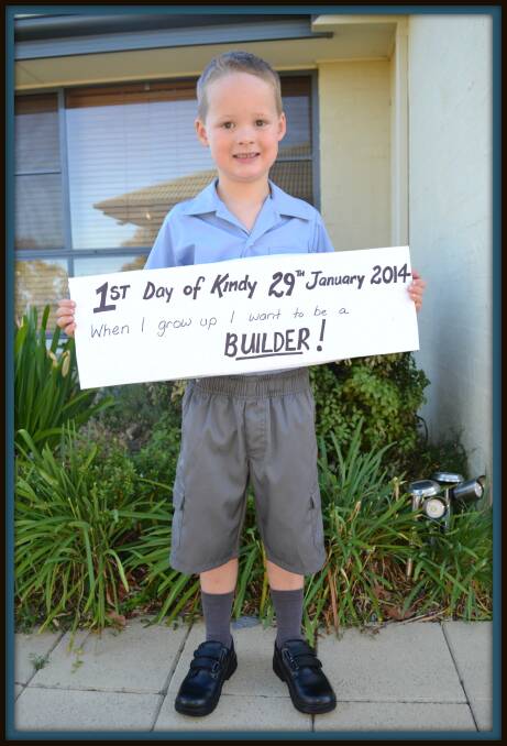 Logan Clinghan, first day of kindy at Cathedral School, Bathurst.