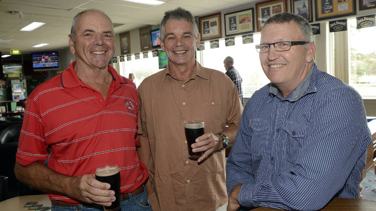 SNAPPED: President’s Lunch at the Bathurst Golf Club. Matt Winwood-Smith, Ray Stapley and emcee for the luncheon ‘Bing’ Crosby.
