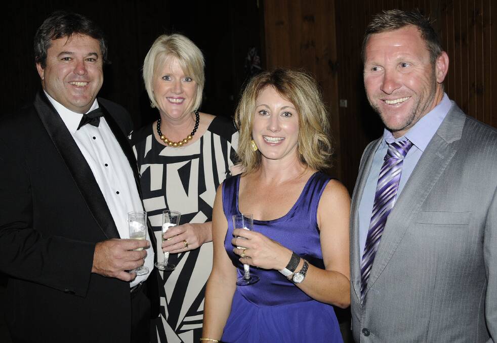 SNAPPED: The inaugural Bathurst ‘Net’ Ball. Left, Stuart and Cath Ogilvy with Mel and Anthony Gibbs. 032214cnetb5