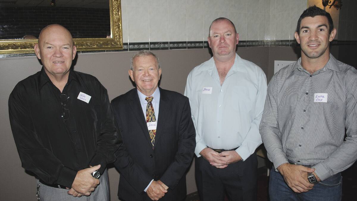 SNAPPED: A Welcome Home Dinner was held recently for veterans from
post-Vietnam conflicts and peacekeeping operations and their partners. Jim Ward, Bathurst RSL Sub Branch president David Mills, Bruce O'Neill and Luke Cox. 031514crsl1