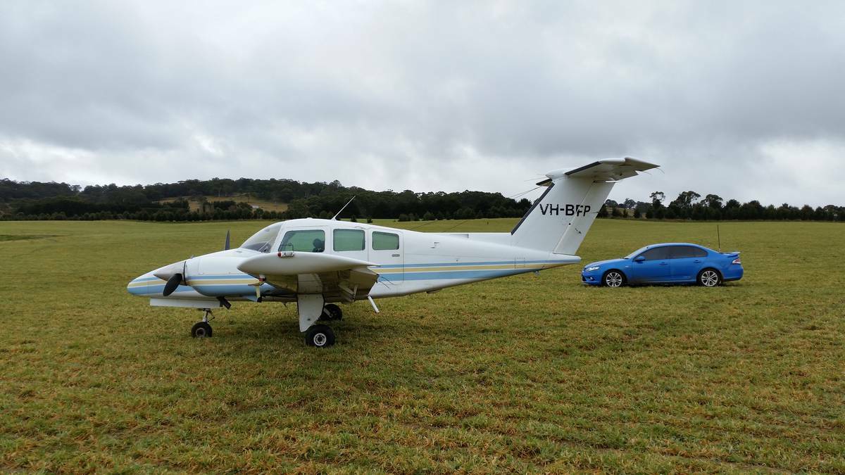 ON FIRM GROUND: A 23-year-old pilot landed this plane safely in a paddock on Titania Road at Oberon after an alleged mid-air scuffle.