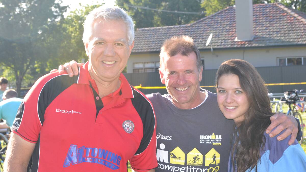 SNAPPED: The grand final event for the King Cain Bathurst Wallabies Tri Club. Matthew Oakley, left, Brian Wood, and Natalie Wood.