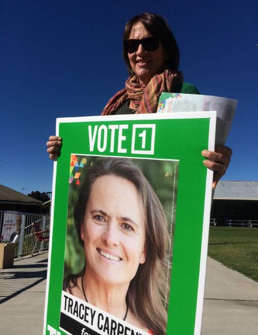 ELECTION DAY: Cal Abbott representing The Greens at Bathurst South Public School. Photo: ALICE COOMANS