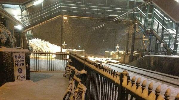 Snow at Blackheath Station. Photo: Louise Rossiter