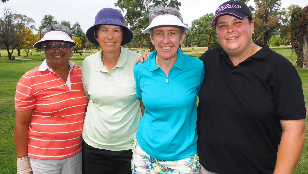 OUT ADN ABOUT: Manor Cooper, Judy Tyson, Jane Mitchell and Chelsea Litchfield at the Ladies Club Championships at the Bathurst Golf Club. 032314zgolf2