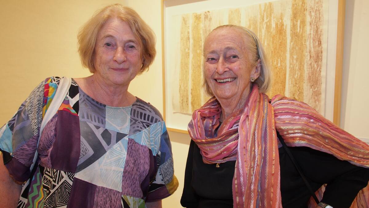 OUT AND ABOUT: Margaret Smith and Judith Webb at the launch of The Earthlines exhibition and the two other exhibitions, ACO VIRTUAL and Ghosts at the Bathurst Regional Art Gallery. 