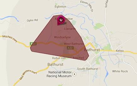 LIGHTS OUT: The area of Bathurst affected by Monday morning's blackout. Photo: Essential Energy 