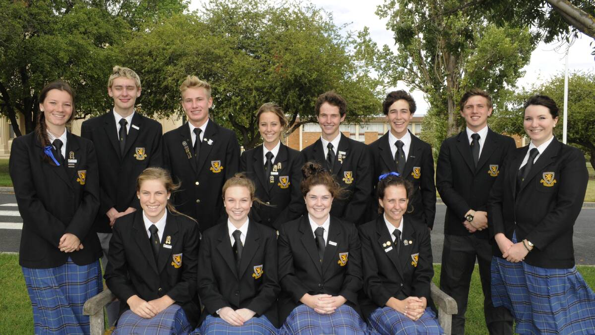 SCOTS SENIOR SCHOOL: Front: Mollie Harley, Ellie Craft,
Rebecca George and Meredith Spence. Back: Lucy
Woods, Joshua De Boos, Robbie Hayward, Felicity
Walker, Jonty Boshier, Thomas Fitzsimmons, Peter
Deacon and Sophie Ireland. 020414cscots2