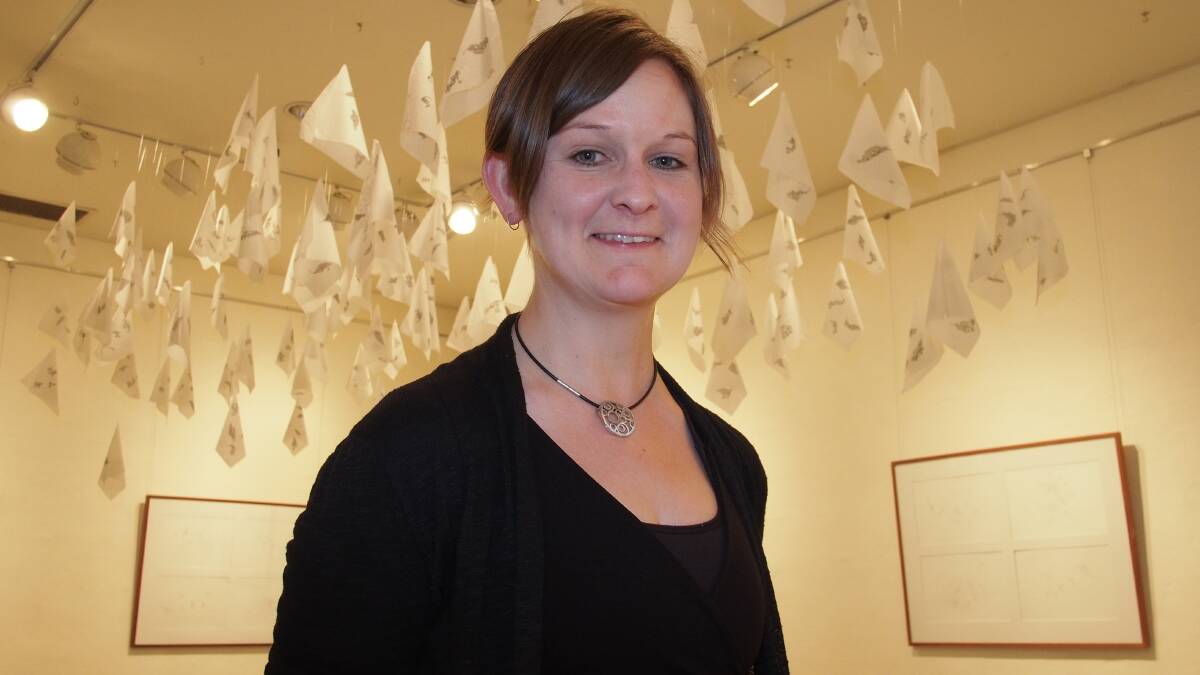 OUT AND ABOUT:  Artist Kim Anderson at the launch of The Earthlines exhibition and the two other exhibitions, ACO VIRTUAL and Ghosts at the Bathurst Regional Art Gallery. 