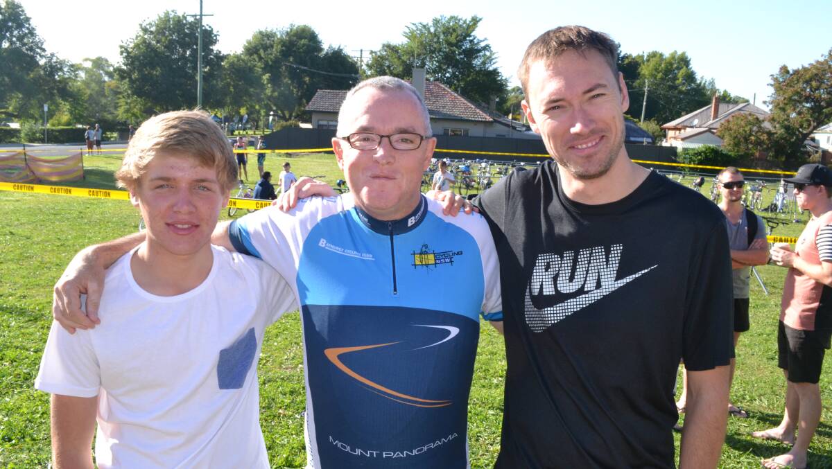 SNAPPED: The grand final event for the King Cain Bathurst Wallabies Tri Club. Aiden Telfser, Phill Cole and Arden Beech.
