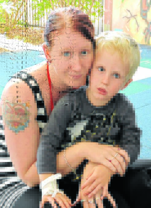 RACE AGAINST TIME: Four-year-old Braiden Peters-Whitwell and his mother Megan Whitwell at The Children’s Hospital, Westmead this week. Photo: SUPPLIED	 051315braiden4
