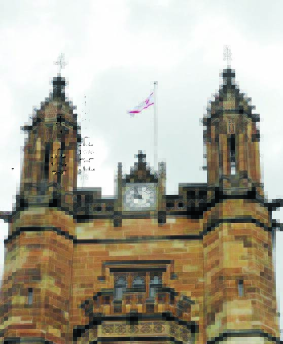 SETTLING THE SCORE: The University of Sydney had the Charles Sturt University Flag flying at its campus this week after losing a friendly wager on October 6.