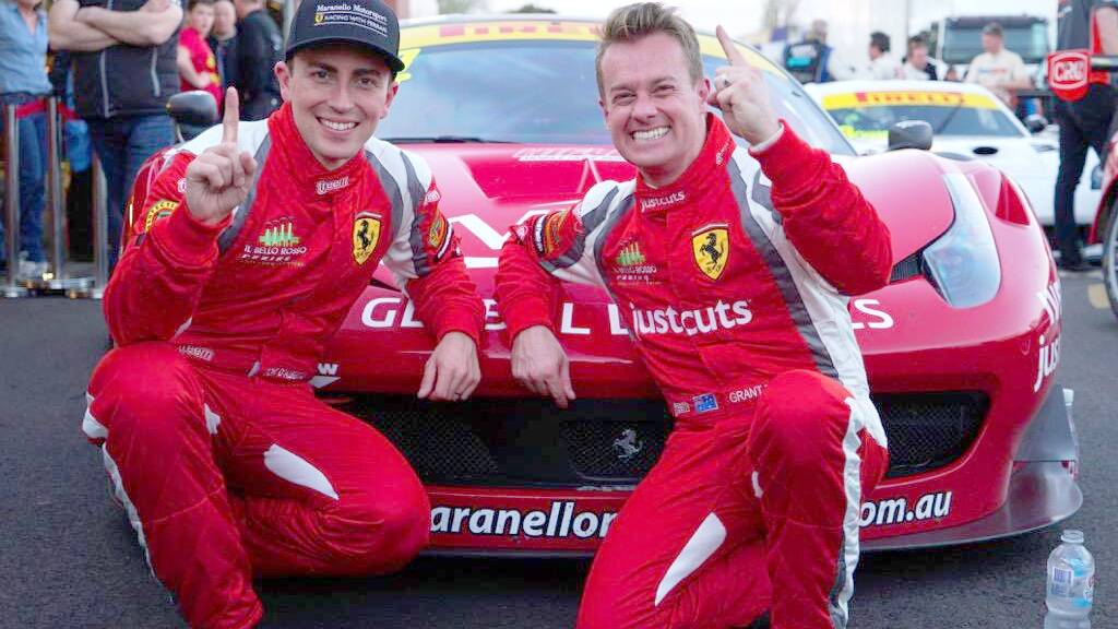 THE MOUNT AWAITS: Perthville’s Grant Denyer (right) will line up for his first Class A Bathurst 12 Hour start after booking his spot on the Maranello Motorsport Team alongside Tony D’Alberto (left), Mika Salo and Toni Vilander. 	091515denyer