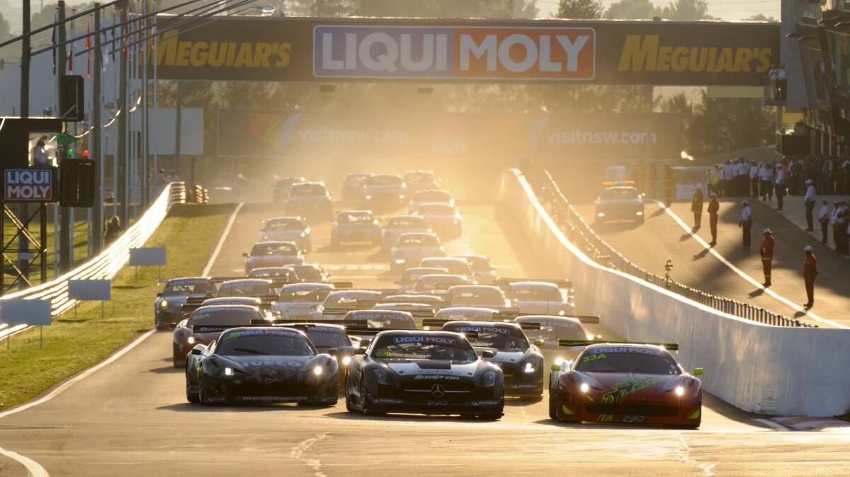 ANOTHER GREAT RACE: The field for the 2015 Liqui-Moly Bathurst 12 Hour has reached 52. The field from the 2014 event is pictured leaving the grid. Photo: ZENIO LAPKA  021013zmoly4