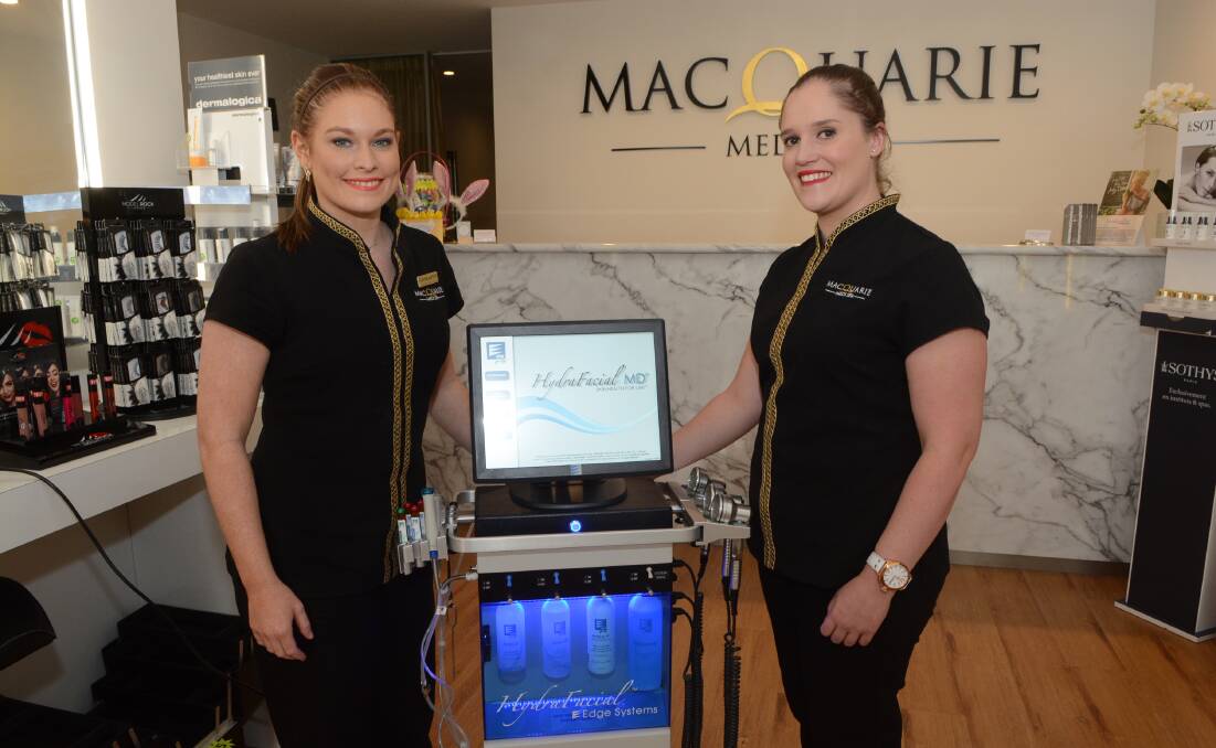 NEW TECHNOLOGY: Beauty therapists Charlotte Thompson and Pru Ashe with the HydraFacial. Macquarie Medi Spa is the only salon outside Sydney to have the technology. 	032216pmac3