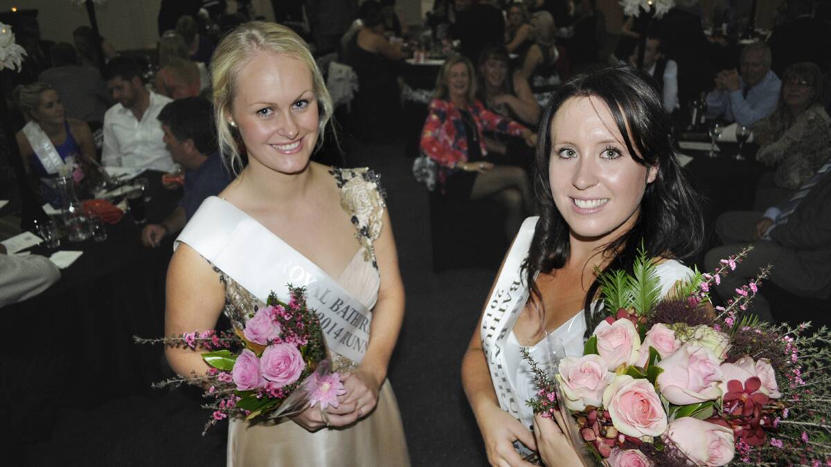 GREAT JOB: Runner-up Kate Fotheringham (left) with the 2014 Royal Bathurst Showgirl Abby Crumpler. Photo: CHRIS SEABROOK.	 042614cshowg7