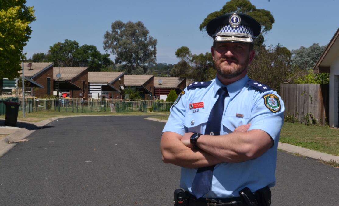 WE'RE HERE: Chifley Local Area Command crime manager Inspector Luke Rankin says police are well aware of the crime hot spots in Kelso and are regularly patrolling areas like Culnane Place. Photo: BRIAN WOOD	 030415luke2