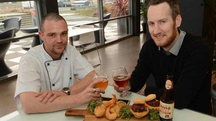 BEAUTIFUL PAIRING: Rydges Mount Panorama chef Andrew Morgan with general manager Andrew McKenna invite you to a James Squire Tales and Ales event on Friday. Photo: PHILL MURRAY 061815psquire