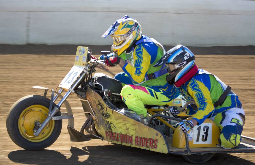 FANTASTIC FOURTH: Bathurst sidecar racer Sean Griffiths and his swinger Paul Cooper narrowly missed out on a podium at the New South Wales Senior Track Titles. Photo: BILL MACFARLANE 051716griffiths