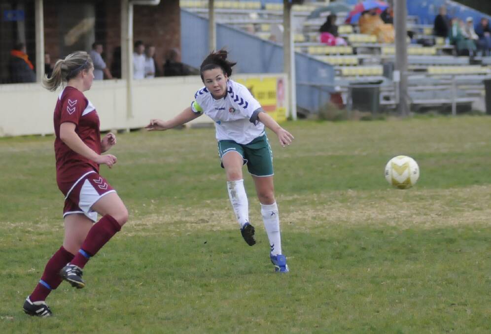 BIG BLOW: Sammie Wood has had a big impact in her return to the Western NSW Mariners FC women’s State League team, but faces a spell on the sidelines following an incident in the 2-1 win over the APIA Leichhardt Tigers on Sunday. Photo: CHRIS SEABROOK 	061514cwsoc3