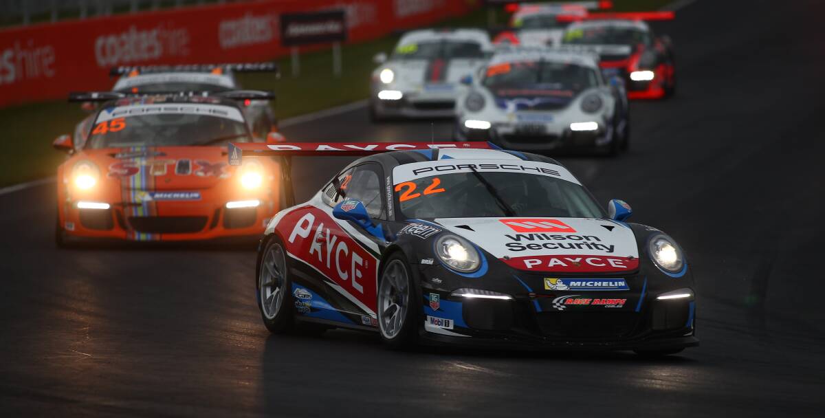 SCARY: Richard Muscat found the going in wet conditions extremely tough. Photo: PHILL BLATCH 	101015pbporsche1