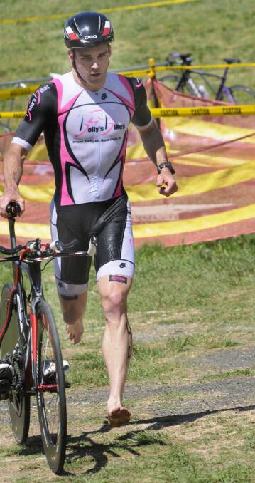MORE NUMBERS: Bathurst triathlete Nick North will be back for round three of the Central West Interclub Series at Cowra tomorrow. Photo: CHRIS SEABROOK 	101914ctri7