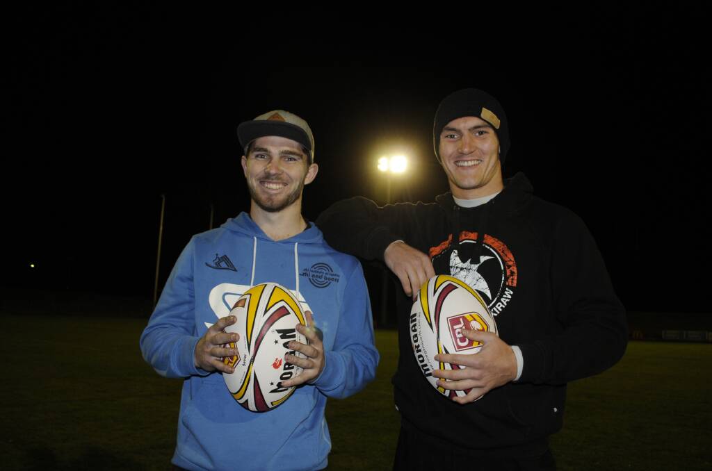 LUKES OF HAZARD: Luke Carpenter (left) and Luke Newsome will front up for Group 10 when they face Castlereagh Cup and Group 11 teams at the Western Division trial tomorrow.  Photo: CHRIS SEABROOK 	042915cfooty