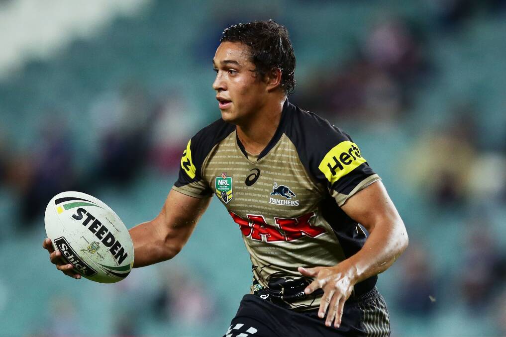 RULED OUT: Young Penrith talent Te Maire Martin will not play at Carrington Park tomorrow as a shoulder injury has ruled him out for the remainder of the NRL season. Photo: GETTY IMAGES 	042816martin