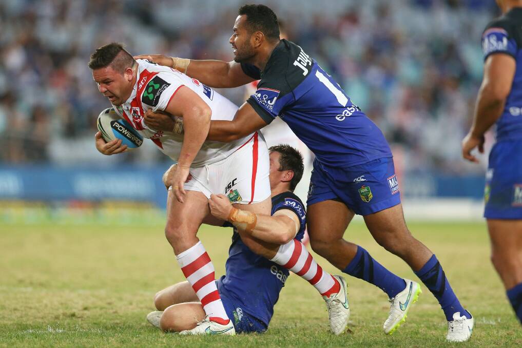 MILESTONE: George Rose is getting set for his 150th NRL appearance tonight when his St George Illawarra Dragons face the Wests Tigers. Photo: GETTY IMAGES 	090415rose
