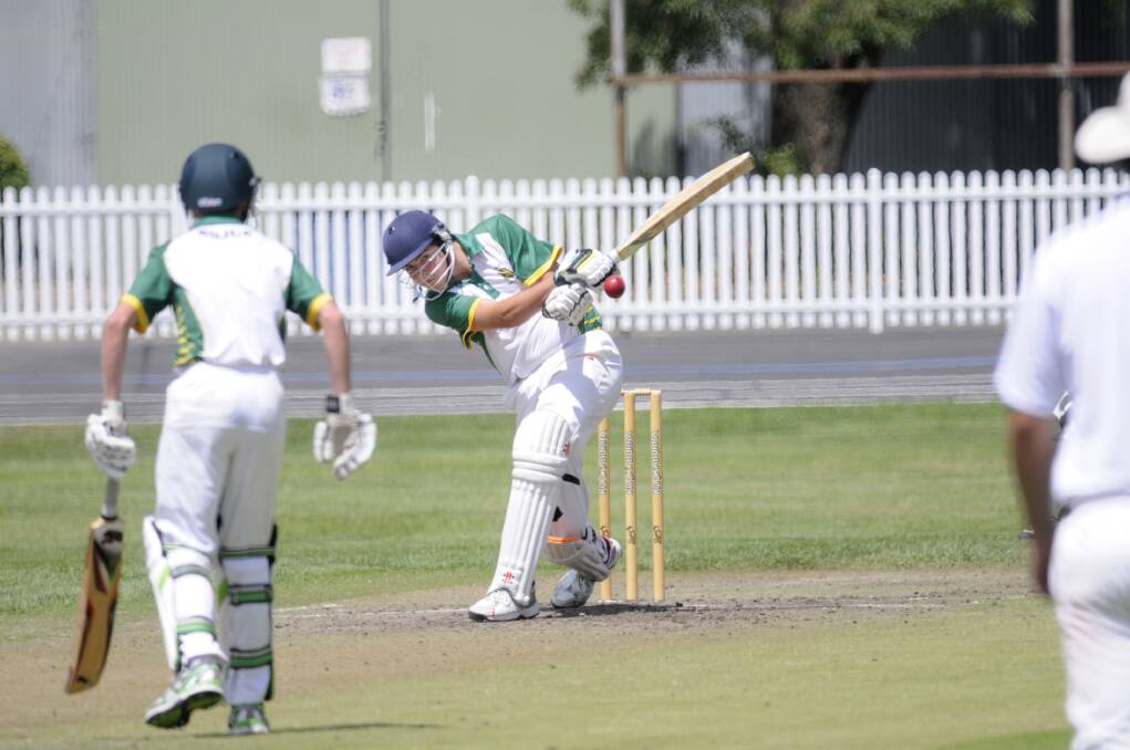 HERO: Bathurst under 16s representative player George Chudleigh was the hero for Saint Stanislaus’ College as he hit 17 runs in the final over of their match with Oakhill College. Photo: CHRIS SEABROOK 	022314cu16s3a