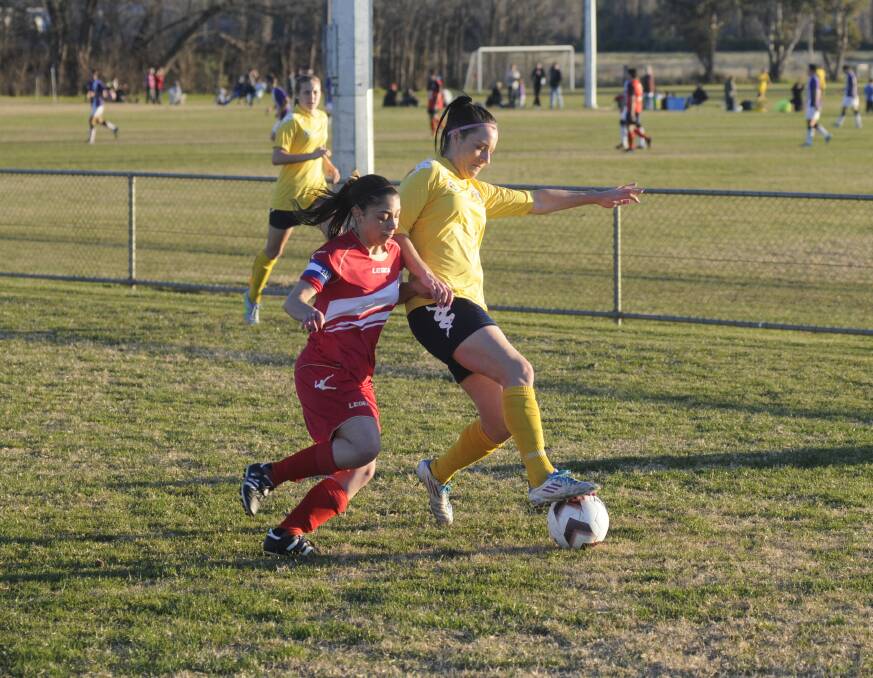 FINALS TIME: Kristy Collingridge and the Western NSW Mariners FC side will be contesting the women’s State League 1 major semi-final against Bankstown City FC tomorrow. Photo: CHRIS SEABROOK 	062815cmarin2