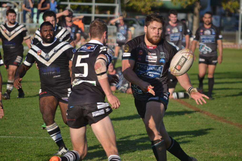 LAST GASP: Leigh Monaghan and his Panthers team-mates pulled a win out of the fire on Sunday as they broke a 24-all deadlock in the final seconds of the match against Cowra. 