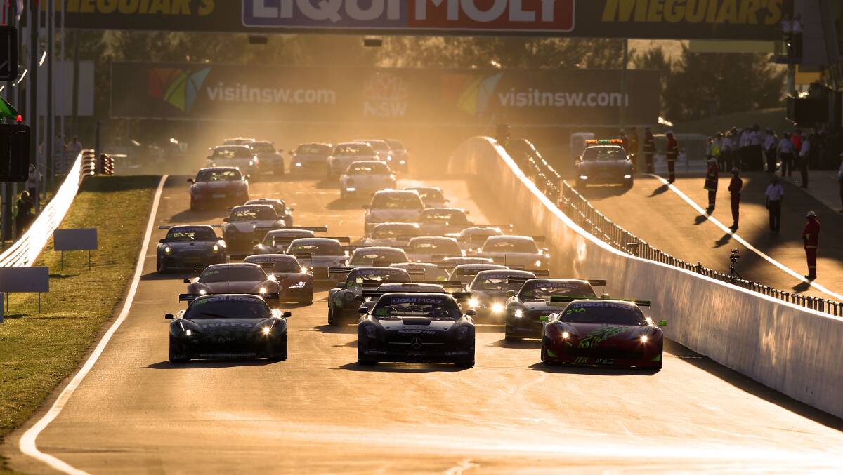 FULL GRID: Another big field of incredible machines will thunder into turn one at Mount Panorama just after 5.50am on Sunday, February 8 next year for the Bathurst 12 Hour.	121614bx12hr
