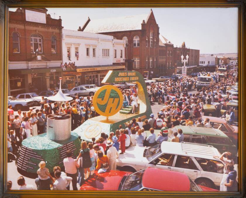 FLASHBACK: This photo of the 1982 street parade was taken by Frank Colzato after he climbed out onto the balcony above his shop at 100a William Street. He and his wife Shirley had arrived in Bathurst the year before. The photographer was delighted by the atmosphere in the main street and ran upstairs to capture it.