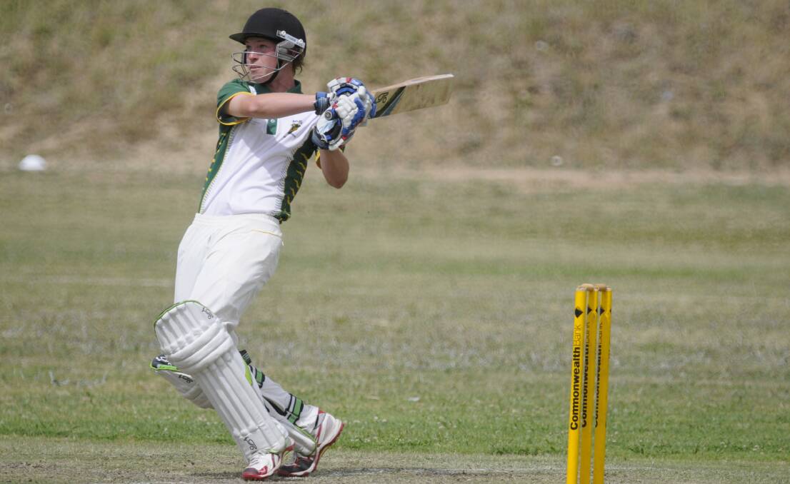 STAR KNOCK: Ryan Peacock played a gem of an innings on Sunday with an unbeaten century in tough conditions for Mitchell against the Combined Valleys under 16s. Photo:  CHRIS SEABROOK 	113014c16s3a