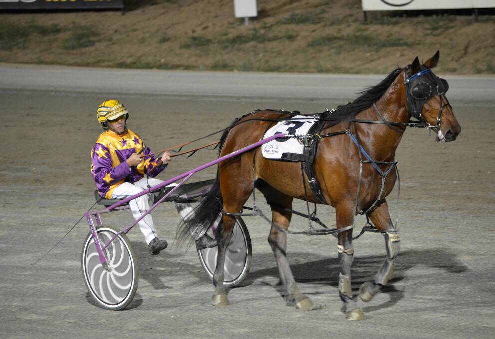 GOOD GIG: Menangle based driver David Morris posted an impressive win with Louboutin at the Bathurst Paceway earlier this month. Tonight he has two chances to steer another victor. Photo: ANYA WHITELAW	 110714louboutin