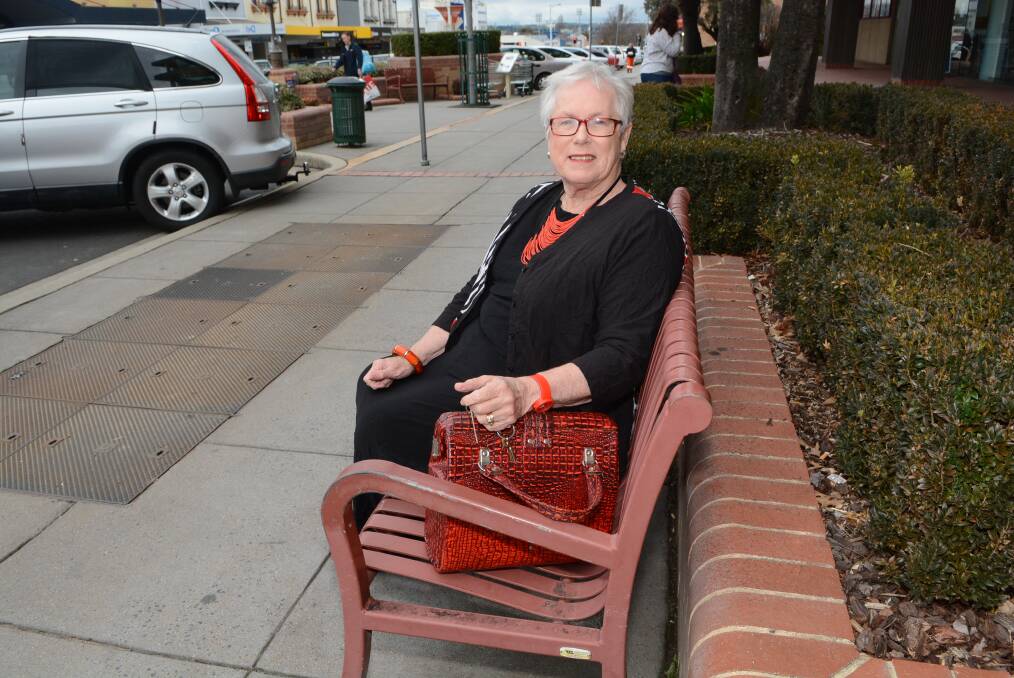 HAVE A SEAT: Bathurst Regional councillor Monica Morse has called for public feedback on a study into locations for bench-style public seating in the city’s CBD. Photo: PHILL MURRAY 	061815pmonica