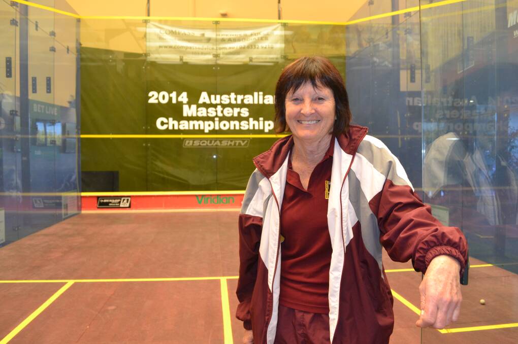 ON COURT: Squash player Trish Fox has travelled from the Sunshine Coast to play in the 2014 Australian Masters tournament at Bathurst Panthers. Photo: BRIAN WOOD	 090114squash2