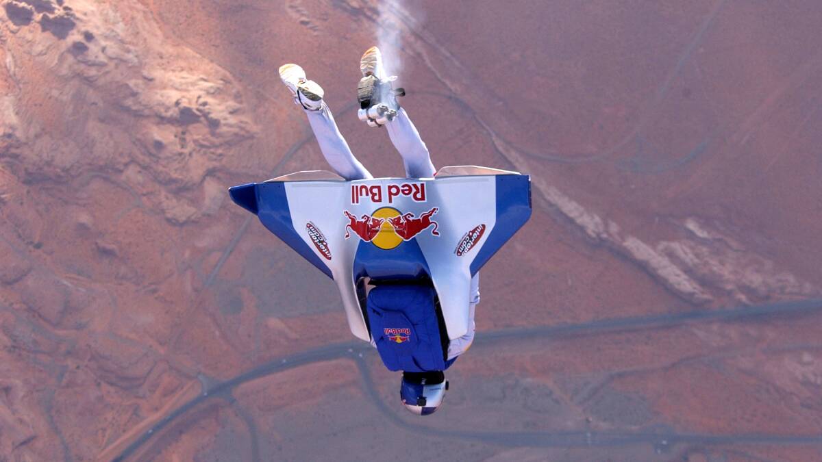 HIGH FLYER:  Felix Baumgartner, pictured during his unpowered crossing of the strait between England and France, will drive in next year’s Bathurst 12 Hour. 	120814felix